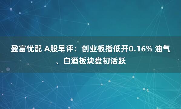 盈富忧配 A股早评：创业板指低开0.16% 油气、白酒板块盘初活跃