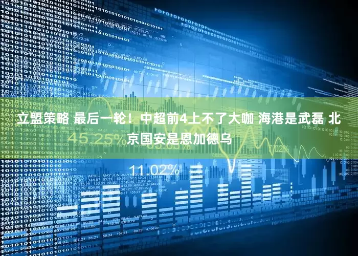 立盟策略 最后一轮！中超前4上不了大咖 海港是武磊 北京国安是恩加德乌
